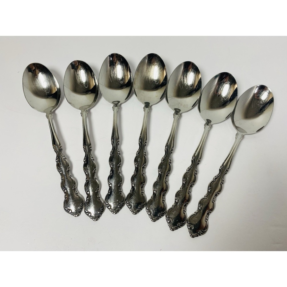 7 Place Oval Soup Spoons Oneida Deluxe MOZART Stainless 6 3/4"